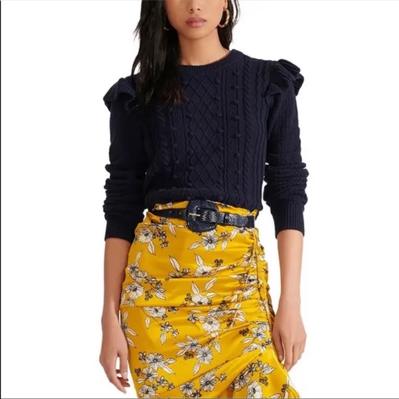 Veronica Beard Earl Navy Ruffle Cable 